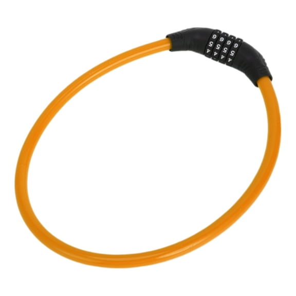 Unique Bargains Bike Lock Security Cable Lock Resettable 4 Digit Combination Chain Bike Lock Steel 64cm Orange 1 Pc