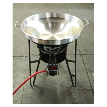 22" Stainless Steel Comal Griddle - Propane Gas Burner & Stand Set - Outdoor Cooking Disc Wok for Tacos, Stir Fry, BBQ, Camping