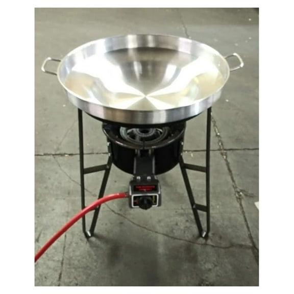22" Stainless Steel Comal Griddle - Propane Gas Burner & Stand Set - Outdoor Cooking Disc Wok for Tacos, Stir Fry, BBQ, Camping