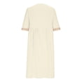 thumbnail image 4 of Vestido largo boho para mujer: vestido informal de manga corta con cuello en V, botones y bolsillos, cintura alta, 4 of 5