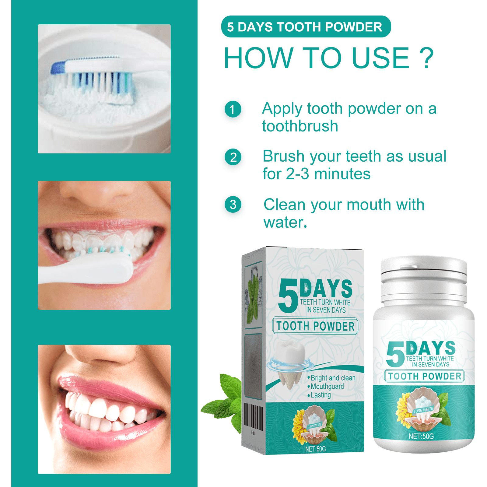 Alvantor Teeth Whitening Powder for Color Corrector and Breath Freshener, 1.76oz
