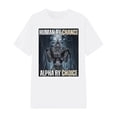 thumbnail image 4 of Tiweut Casual Women Tops Human By Chance Alpha By Choice Cool Funny Alpha Wolf Meme T-Shirt,White,L, 4 of 4