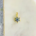 thumbnail image 2 of 4k Solid Gold Light Blue Star Of David Murano Glass Evil Eye Pendant, 14k Gold, 2 of 5