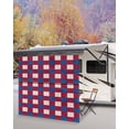 thumbnail image 5 of 4th of July RV Awning Sun Shade Screen 9'X7' Red Blue White Buffalo Plaid Mesh Sunscreen Patriotic Linen Awning Shade Screen with Zipper UV Blocker Completed Kits for RV Motorhome Camper, 5 of 7