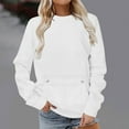 thumbnail image 2 of HAiming Pullover Sweatshirt for Women Casual Long Sleeve Crewneck Solid Color Fall Trendy Tops with Big Pocket, 2 of 5