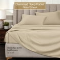 thumbnail image 4 of Superior 1000 Thread Count Egyptian Cotton Sheet Set, Deep Pocket Bed Sheets, King, Tan, 4 of 13
