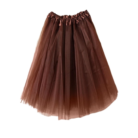Mgmyaa Girls Solid Color Mesh Tutu Skirt Elastic Waist Dance Dressy Midi Skirt for Kids Ages 4-14