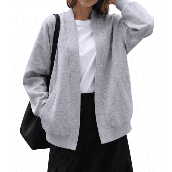 Womens Fall Fashion Cardigans Casual Sweatshirt Loose Jackets Comfortable Stylish Coat Outfits for Spring Fall Grey