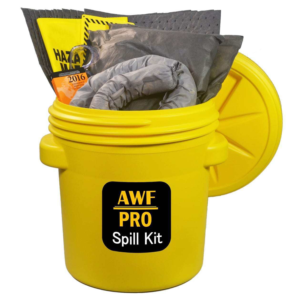 Hazmat Bags 2 Pillows 18x18 Wall Sign Chemical Gloves 3 Socks 3x12 50 PC: Overpack Drum Guide Book Goggles Pro Grade 35 Heavy Duty Pads 15x19 20 Gallon Hazmat Spill Kit 
