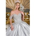 thumbnail image 3 of Women's Elizabeth K Satin Sweetheart Ball Gown Gl3643 Silver Size 3XL, 3 of 3