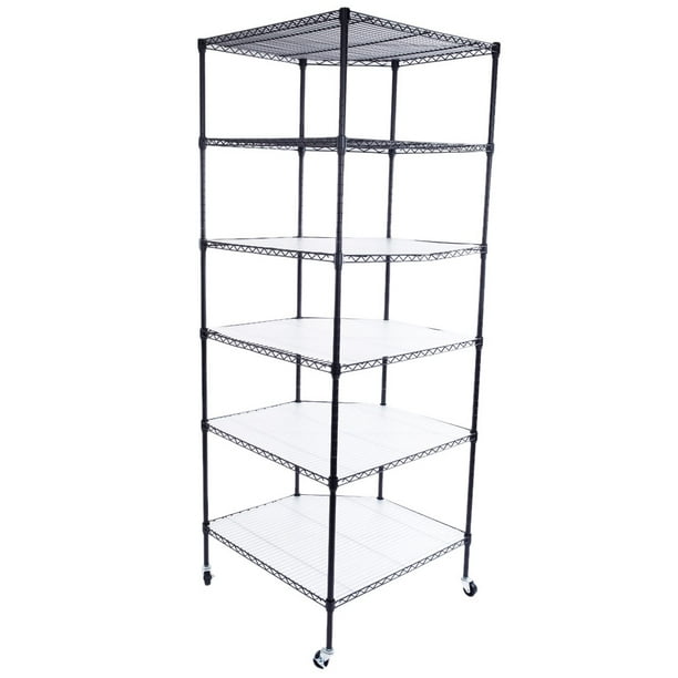 6 Tiers Corner Shelf, Metal Storage Wire Shelving Unit Corner Rack