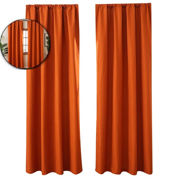 VQPeo 2 Pcs Curtains, Bedroom Blackout Drapes, Kitchen Solid Color Curtains for Home Decor