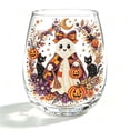 thumbnail image 7 of Cute Ghost Pumpkin 2D Decal Stemless Wine Glass, Fall Halloween Rhinestone Pattern Clear Tumbler Cup, Multi-purpose Transparent Glass Drinkware, 14.2 Oz 1 Pack, 7 of 7
