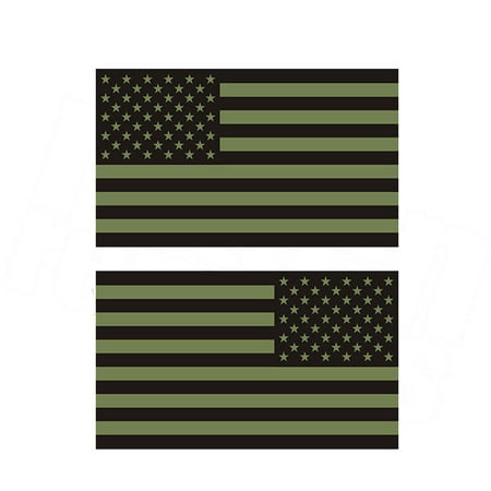 American Green / Black Subdued Flag OD Decal SET 8"x4.8 ...