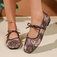 thumbnail image 5 of HTHLVMD Pointed Toe Flats, Lightweight Casual Loafers, Women's Elegant Mesh Mary Jane Flats Embroidered Lace Ballet Shoes Sweet Bow Strap Pointed Toe Dress Shoes Casual Lightweight Loafers, Brown 5, 5 of 6