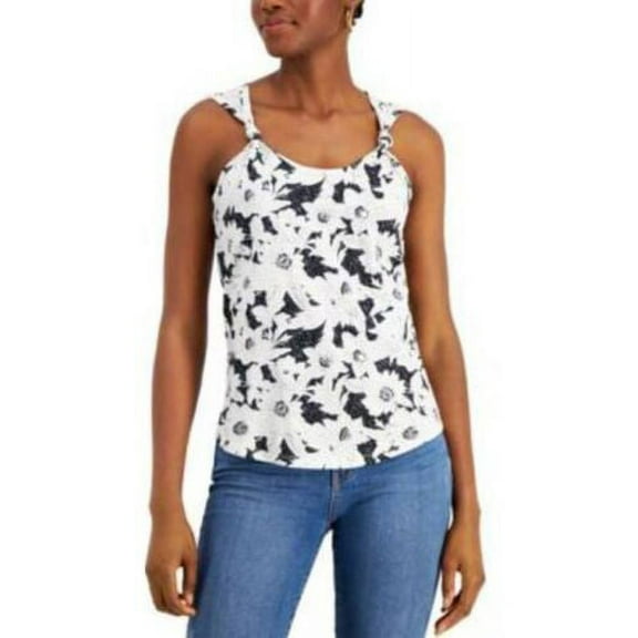 $35 Inc International Concepts Cotton Twisted-Strap Tank Top Black Size Medium