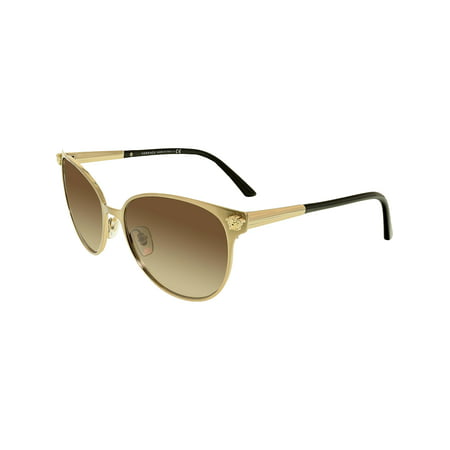 Versace Women's VE2168-133913-57 Gold Oval Sunglasses