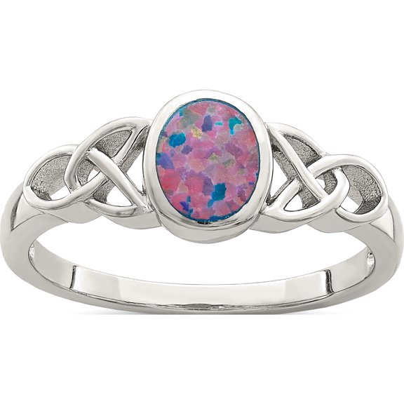 Sterling Silver Lab Created Opal Ring (Size 8) Made In China qr6998-8
