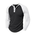 thumbnail image 4 of Jalioing Long Sleeve Shirts for Men Casual Color Block Crew Neck Button T Shirt Fashion Basic Texture Tops, 4 of 5