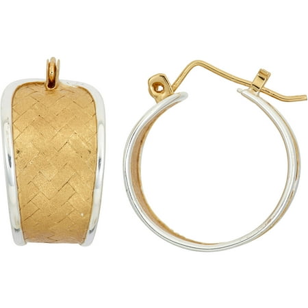 5th & Main Sterling Silver and 14kt Gold-Plated Wedding Band Woven Basket Weave Earrings