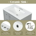 thumbnail image 6 of Christopher Knight Home 30" Bathroom Vanity with Ceramic Sink, Multifunctional Storage, Soft Close Door, Gray, 6 of 13