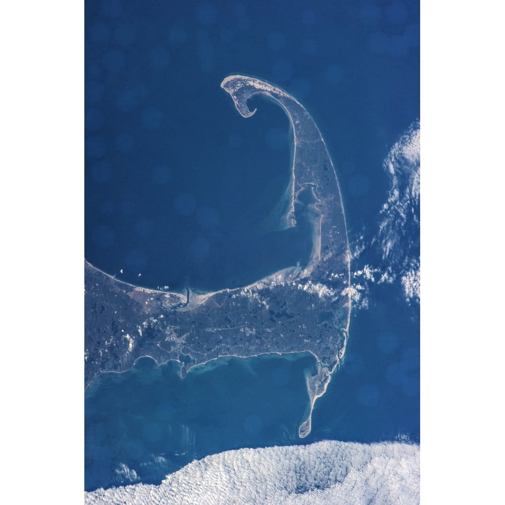 Satellite view of Cape Cod National Seashore area in North Atlantic Ocean Massachusetts USA