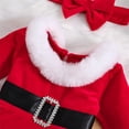 thumbnail image 4 of Suefunskry, trajes de Navidad para niñas, vestido mameluco de terciopelo con adornos de piel de manga larga + conjunto de diadema, ropa de Navidad para recién nacidos de 3 a 24 meses, 4 of 5