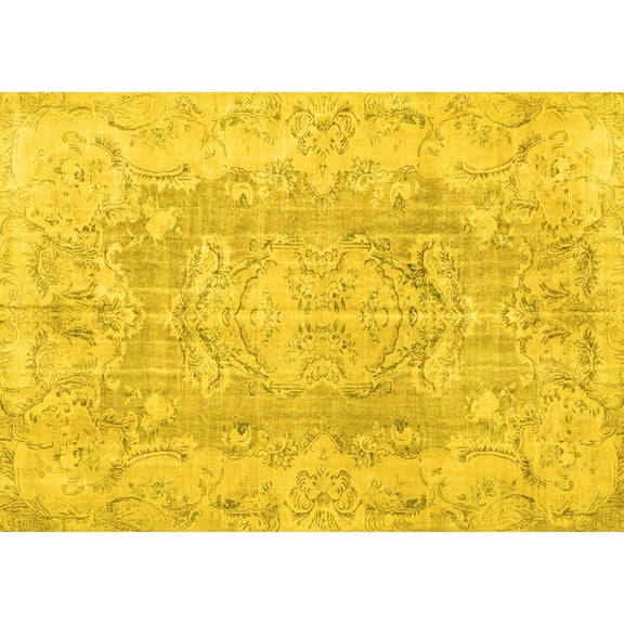 Ahgly Company Indoor Rectangle Persian Yellow Traditional Area Rugs, 5' x 7'