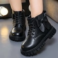 thumbnail image 2 of Girls Lace up Ankle Martin Boots with Side Bow, Little Kids Side Zipper Faux Leather Short Booties Fashion Soft Non Slip Princess Boots for Little Girls Daily Wear Black 11.5 Little Kids(29), 2 of 9