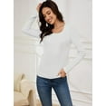thumbnail image 4 of Womens Long Sleeve T Shirt Scoop Neck Shirts Skinny Fitted Casual Basic Tops, 4 of 5