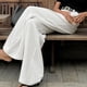 thumbnail image 3 of Pantalones anchos de cintura alta blancos de otoño e invierno, pantalones elegantes para ir al trabajo, moda de ocio para mujer, 3 of 5