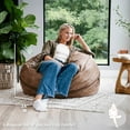 thumbnail image 2 of Big Joe Fuf 4Ft Foam Bean Bag Chair with Removable Cover for Kids, Teens, Coffee Soft Vegan Leather, 4 foot Large Reading and Gaming Seat, 2 of 7