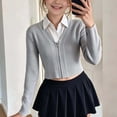 thumbnail image 3 of TGSLY Ribbed Knit Cropped Cardigan for Girls Soft V Neck Zip Up Long Sleeve Sweater Causal Solid Color Fall Winter Outerwear with Thumbholes 13-14 Years, 3 of 8
