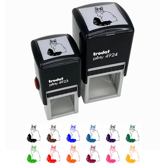 Loving Turkish Van Cat Self-Inking Rubber Stamp Ink Stamper - Black Ink - Small 1 Inch