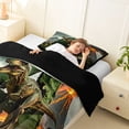 thumbnail image 4 of Metsweet Dino Green Letter A Twin Comforter Sets 2pcs, Volcano Tyrannosaurus Rex Bedding Set,Brown Orange,Black Reversible,1 Comforter and 1 Pillowcase, 4 of 6