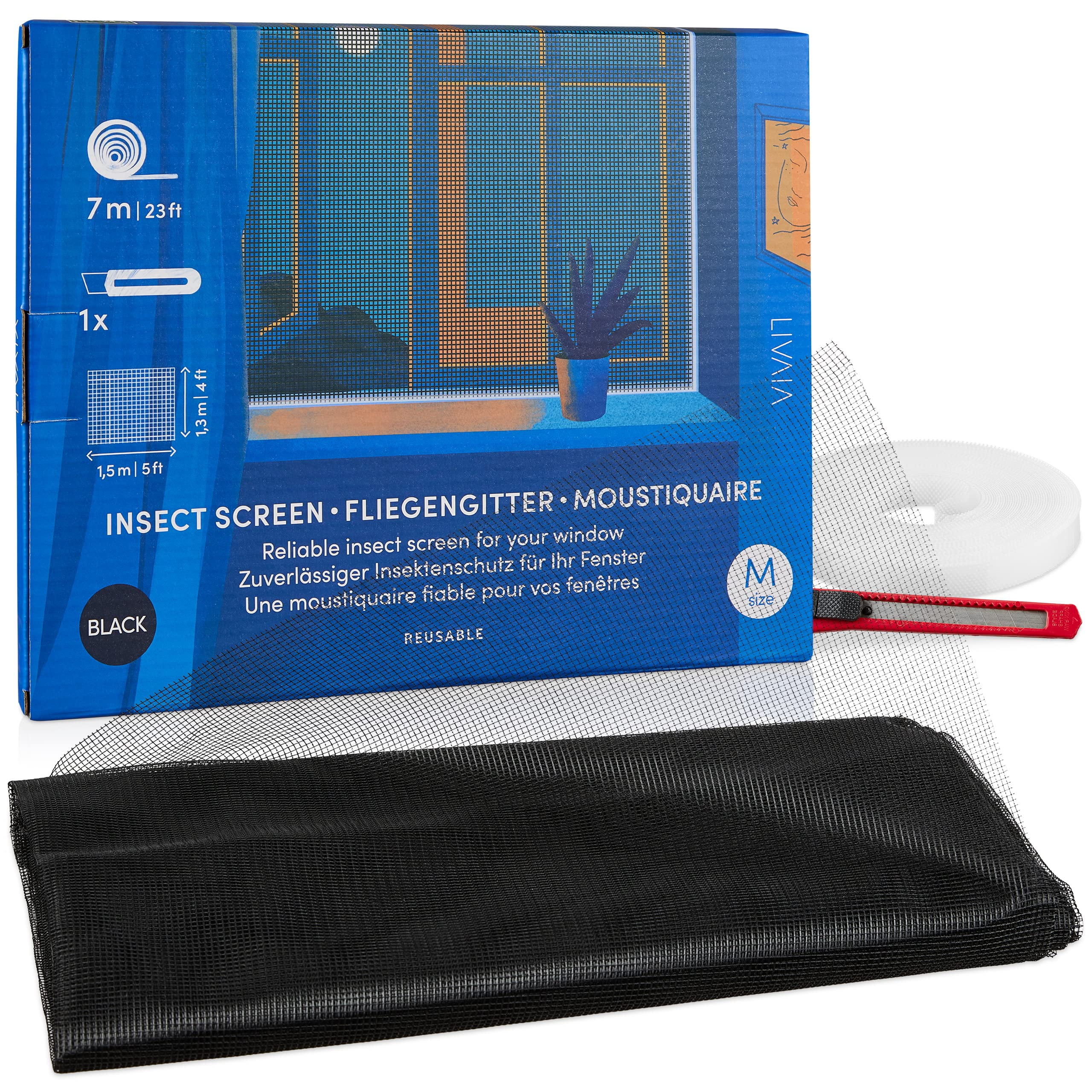 Mosquito Netting 5ft X 4ft Black Mosquito Net For Window, Screen Tape