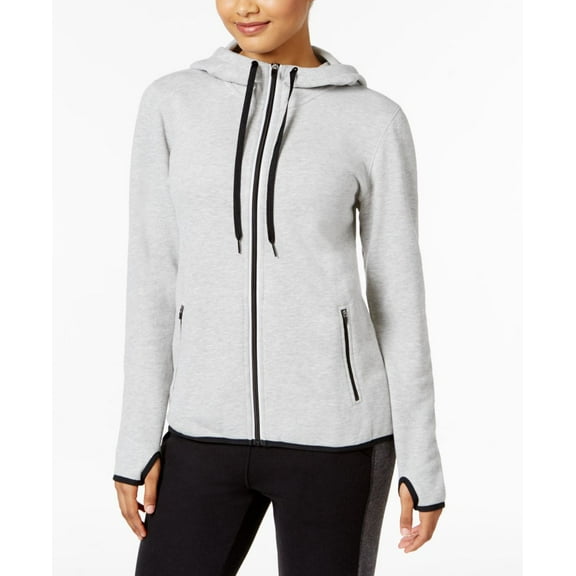 Ideology Womens Life on The Go Zip Hoodie,Heather Grey,L
