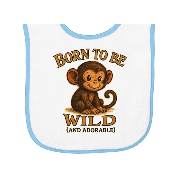Inktastic Born to Be Wild Adorable Monkey Baby Terry Cloth Bib