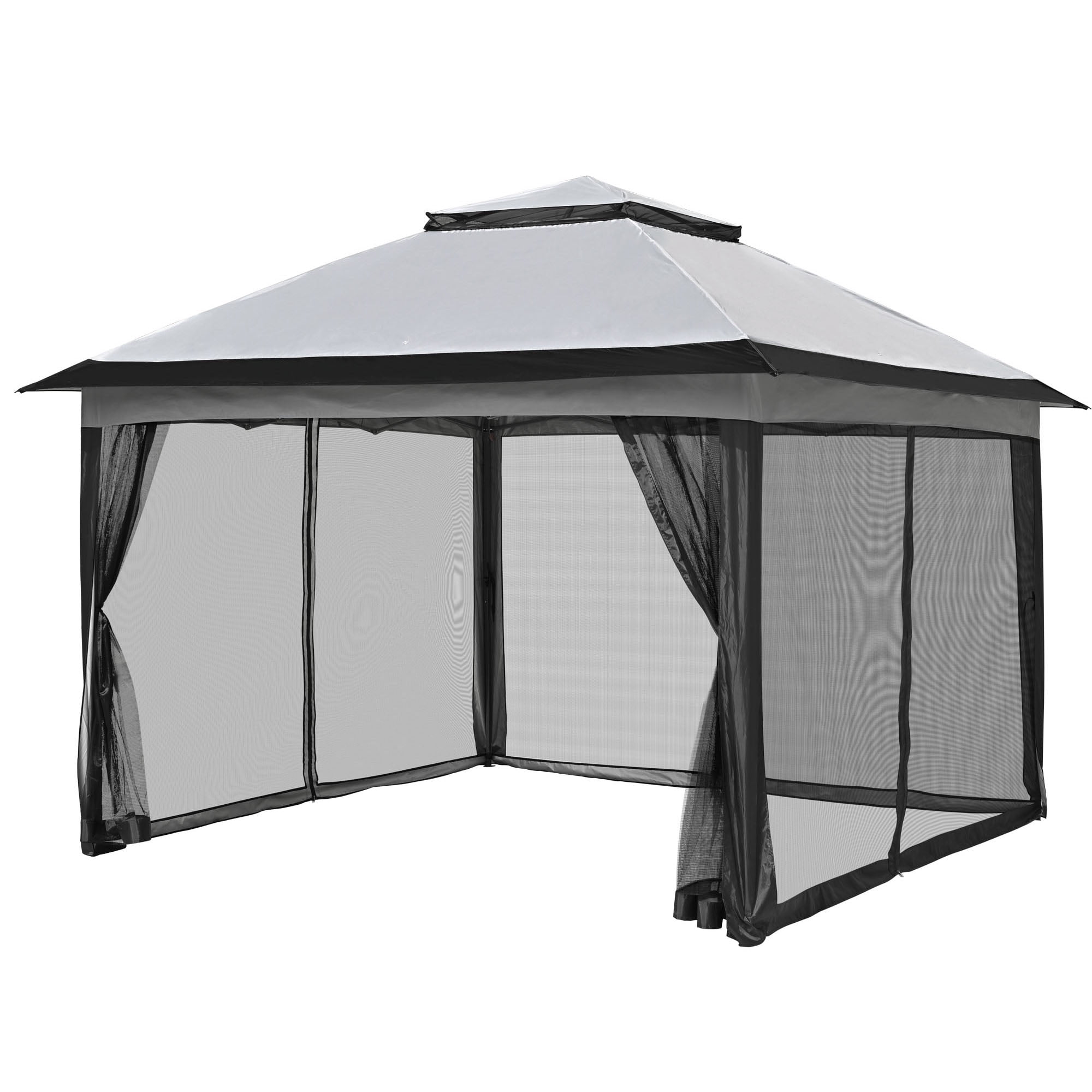 Yescom All-in-1 11x11 Ft Pop-Up Gazebo Tent with Mesh Sidewall Canopy Carry  Bag for Outdoor Patio Picnic Light Grey