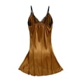 thumbnail image 5 of Blmnix Sexy Nightgown Sleep Dress for Women Chemises Satin Nightgowns Nightshirt Sleeveless V-Neck Brown Short Womens Summer Nightgowns, 5 of 9