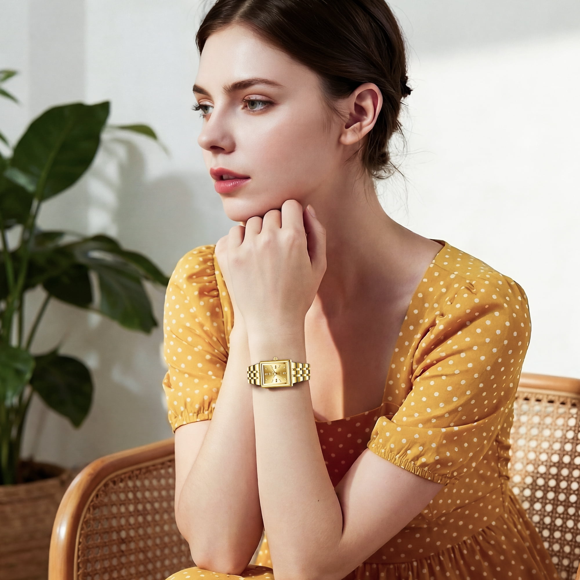LIEBIG Gold Watches for Women Easy Read Ladies Quartz Waterproof Wrist Watch with Stainless Steel Strap