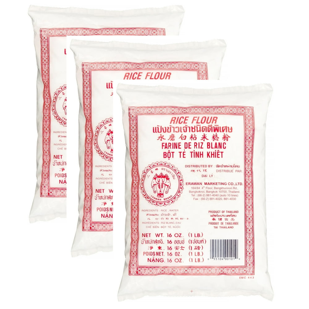 (3 Pack) Erawan Thai Rice Flour, 16 oz