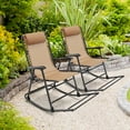 thumbnail image 1 of Gymax Lot de 2 Chaises Berçantes Pliantes pour Patio, Berceuses de Salon Portatives d'Extérieur, Beige, 1 of 10