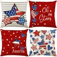 thumbnail image 5 of RuWeoMaa 4th of July Pillow Covers 18"x18" Set of 2 Soft Jacquard Chenille Throw Pillow Covers with Red Stripe Blue Star Flag Design,Farmhouse Pillow Covers for Independence Day Memorial Decor, 5 of 6