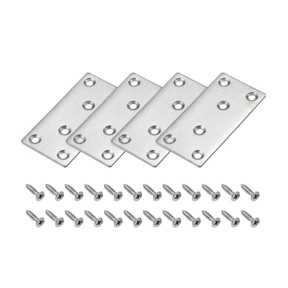 Uxcell 80 x 40 x 2mm Stainless Steel Flat Straight Brace Repair Plate 4 Pcs