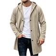 thumbnail image 2 of Men's Winter Pockets Coat Solid Color Hooded Coats Long Sleeve Jacket Outwear for Man, 2 of 7