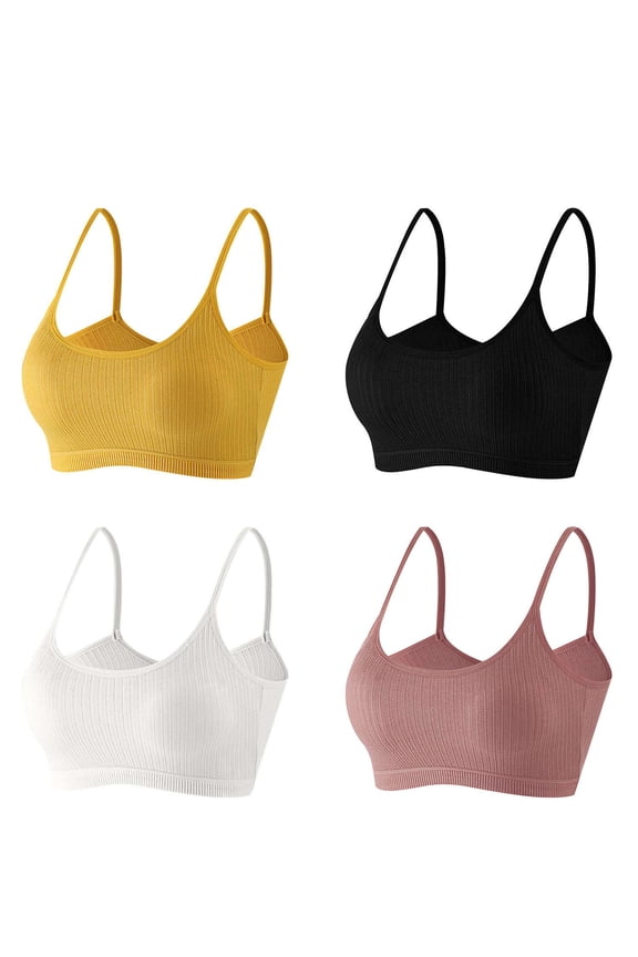 Women's Pullover Comfort Bralette, Sizes M-XL, Cami Bras U-Neck Padded Seamless Straps Bralette for Women, Purple