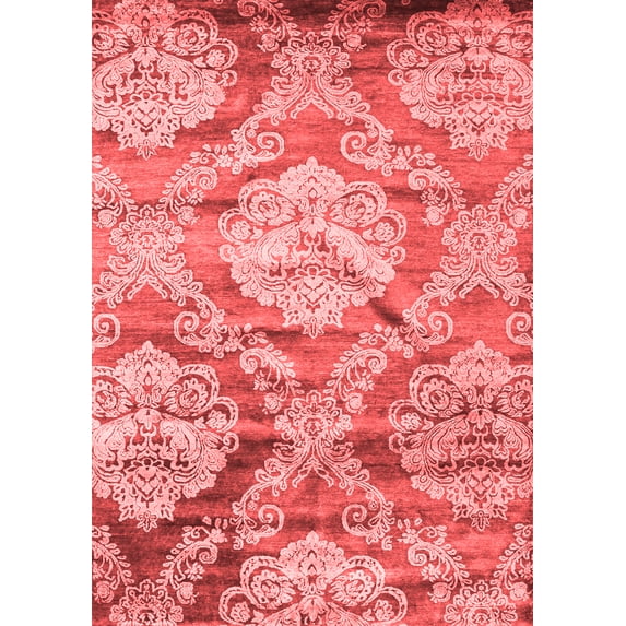 Ahgly Company Indoor Rectangle Abstract Red Contemporary Area Rugs, 2' x 4'