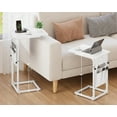 thumbnail image 4 of C Shaped End Table with Charging Station, Adjustable Height Side Table for Couch, Small Sofa Table for Small Spaces, Slide Under Sofa Table TV Tray Arm Tables for Living Room, Bedroom, White, 4 of 18