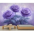 thumbnail image 2 of Purple Rose Wall Mural - Elegance Flower Murals For Living Room Bedroom, Rose Wall Mural 118"W x 83"H (Not Peel and Stick), 2 of 6